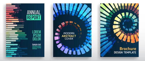 Fotobehang Minimal covers design with lines, spirals, shapes. Tech futuristic brochure. Abstract technology template. Vector geometric illustration. © arthead