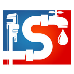Water tap plumbing wrench repair and maintenance symbol