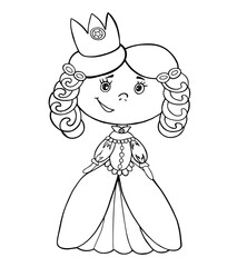 princess girl coloring outline illustration isolate crown laughing baby picture book page © Mariana Kochmar