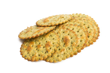salted cracker with herbs isolated