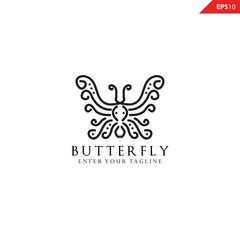Butterfly logo design inspiration, Luxury elegant with simple line art, monoline, outline style.