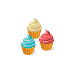 Muffin vector 3d isometric, color web icon, new flat style. Creative illustration design, idea for infographics.