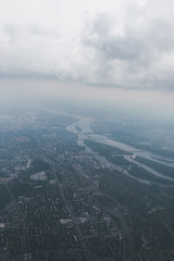 Fototapeta premium Kiev city with airplane window, Ukraine
