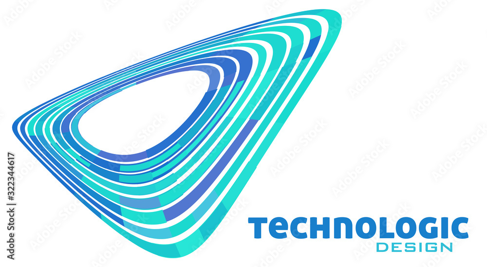 Poster abstract blue and turquoise technologic shape. vector