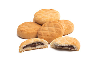 cookies with chocolate filling isolated
