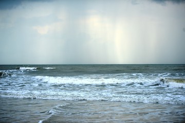 View of the beach and sea in the early morning hours
