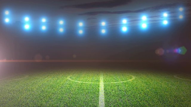 soccer stadium and bright spotlights.	