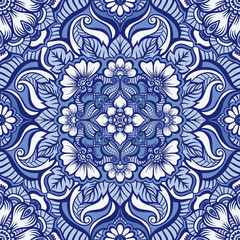 Eastern ethnic motif, traditional indian henna ornament. Seamless pattern, background. Vector illustration.