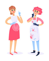 chatelaine; housewife; apron; latex gloves; artist; craftswoman; handmade; repairs; cleaning; household; economy; family; home; lady; governess; nanny; mother; mom; mum; mama; girl; 8 march; activity;