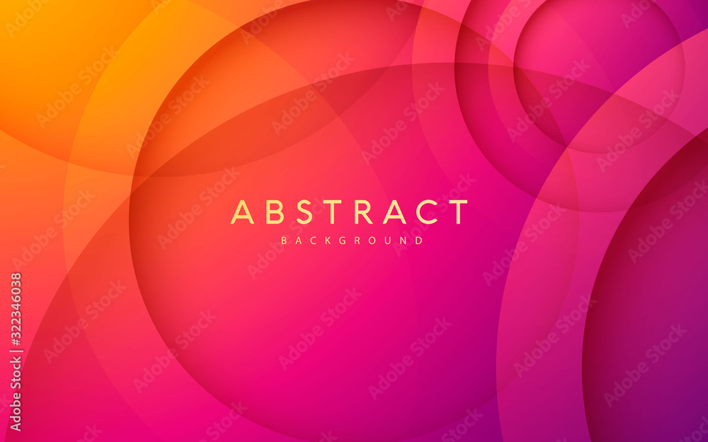 Poster abstract 3d circle layer orange and purple gradient background