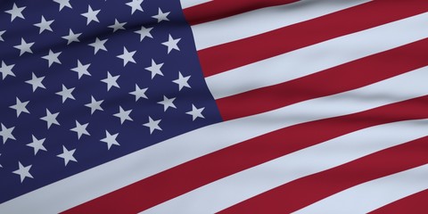3D Render Fluttering flag of United States of America