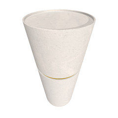 Kraft paper cardboard tube package with gold part mock up. 3d render isolated on white background.