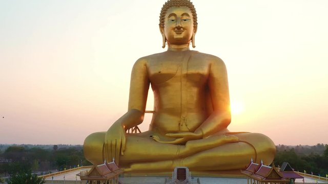 aerial view of big buddha statue in thailand