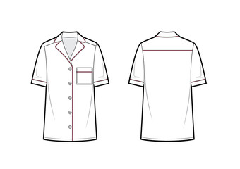 technical drawing of pajamas blouse