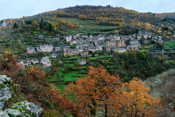 General view of the town of Conques, France