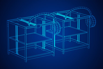 3D Printer Wireframe low poly mesh vector illustration
