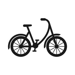 Bicycle black isolated vector silhouette icon. Retro bike glyph symbol.