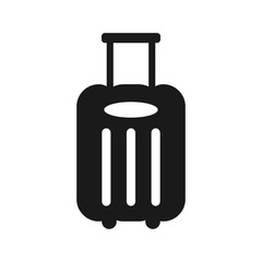 Trolley bag, baggage simple black isolated vector icon. Luggage glyph symbol.