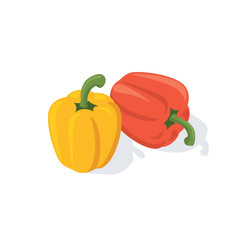 Red Yellow bulgarian pepper. Vector 3d isometric, color web icon, new flat style. Creative illustration design, idea for infographics.