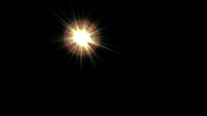 Lens flare with red ring in isolated black background