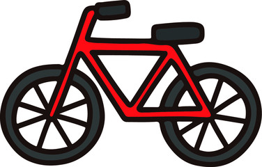 Outlined cute red bicycle