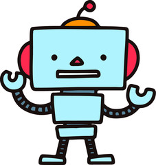 Outlined blue friendly robot