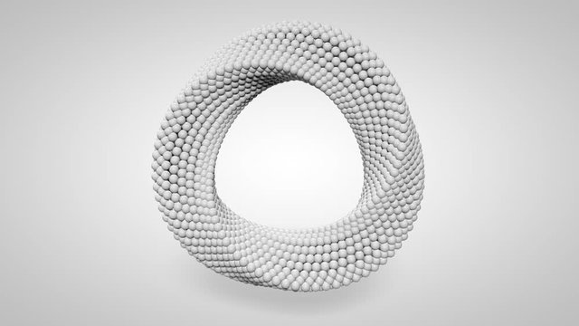 3d render Abstract ring rotating. Moebius ring. White clean rings animation. Motion design. Smooth hypnotic pattern. Seamless loop.