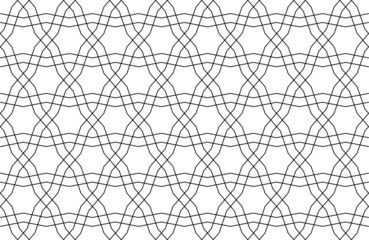 Fototapeta premium 2D CAD drawing of geometric Islamic Arabesque pattern in black and white. 