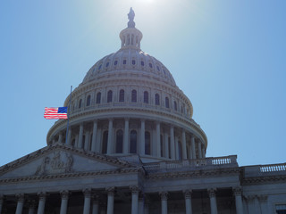 US capitol American flag half-mast.