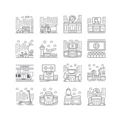 A place for city life and transportation. Line icon. Vector EPS10.