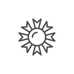 Sun line outline icon and light object