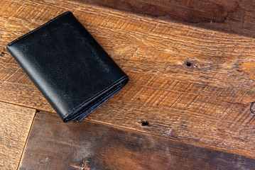 wallet on wood background