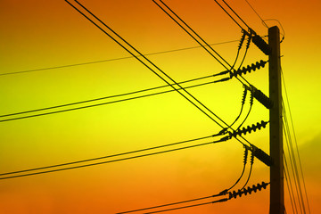 colorful electric pole or High voltage power line