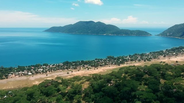 Scenic Tropical Landscape and Coastline of Lake Malawi 