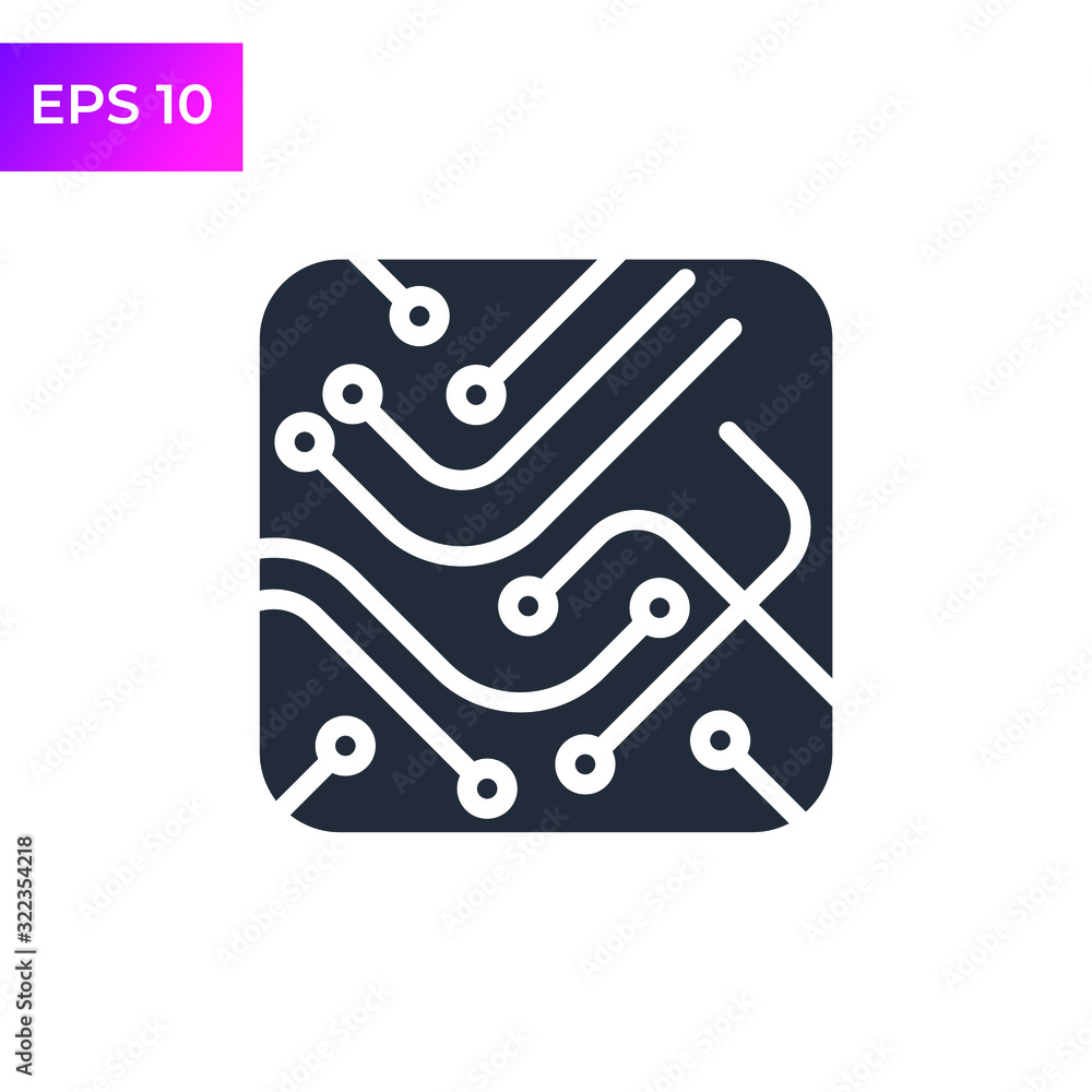 Poster circuit board icon template color editable. technology scheme symbol logo vector sign isolated on wh