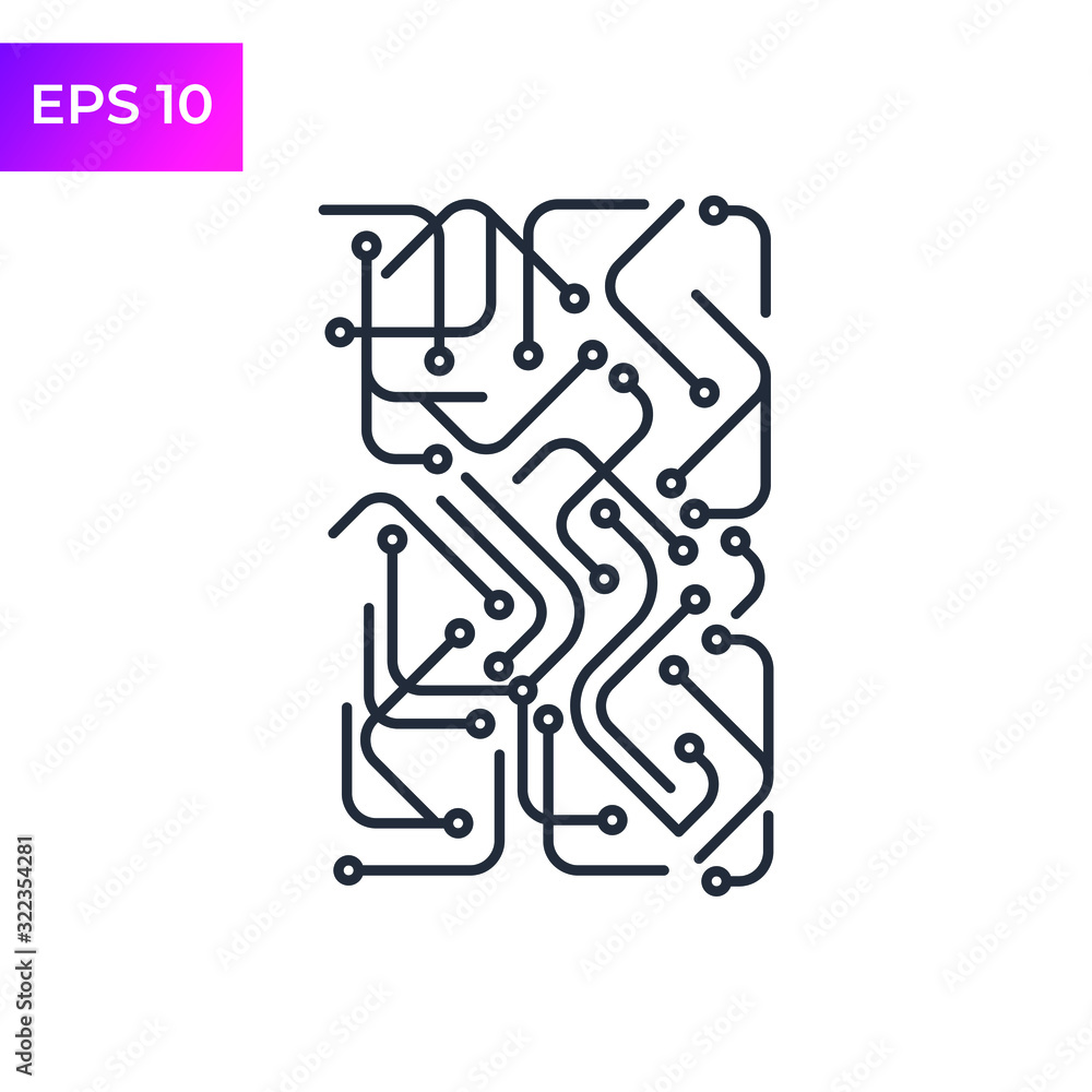 Poster circuit board icon template color editable. technology scheme symbol logo vector sign isolated on wh