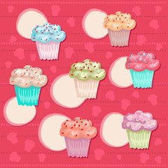 Cupcakes and muffins. Design of the menu, the place for your text.