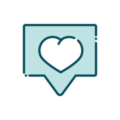 love heart speech bubble social media line and fill