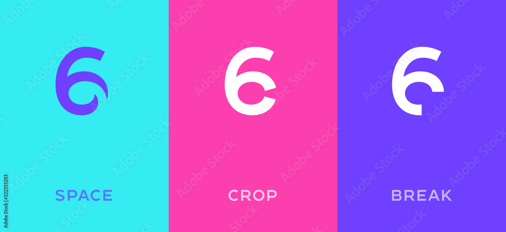 Poster set of number 6 minimal logo icon design template elements