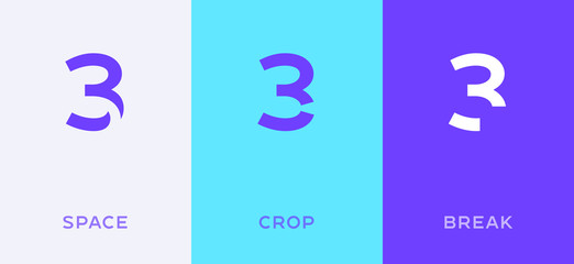 Set of number 3 minimal logo icon design template elements