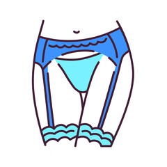 Suspender belt lingerie color line icon. Piece of underwear that is used for holding up stockings. Pictogram for web page, mobile app, promo. UI UX GUI design element. Editable stroke.