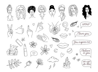 Naklejka premium Women's International Day Girl power and support seamless pattern