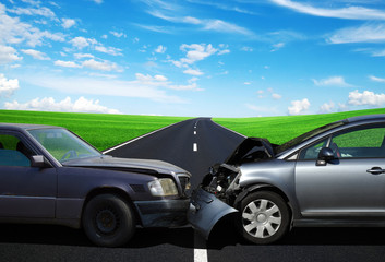 Fototapeta premium Car crash accident on street