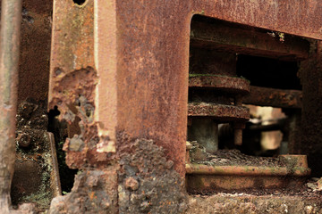 Fototapeta na wymiar Rusty abandoned train. Vintage background.