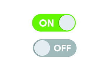 On off icon. Switch button. Green and grey colors. Vector illustration. Eps 10.