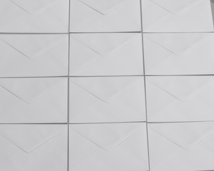 White business envelopes. set of letters envelopes isolated on gray background, selective focus. 