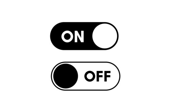 On off icon. Switch button. Black and white colors. Vector illustration. Eps 10.