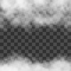 Fototapeta premium Clouds, white fog, smog on transparent background. Vector effect mist and smoke.