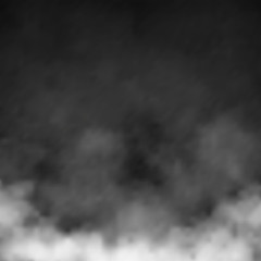 Clouds, white fog, smog on black background. Vector effect mist and smoke.