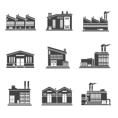 Vector Illustration Flat Icon Industrial Building Set